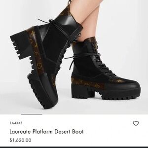 Louis Vuitton Black and Brown Lace Up Boots